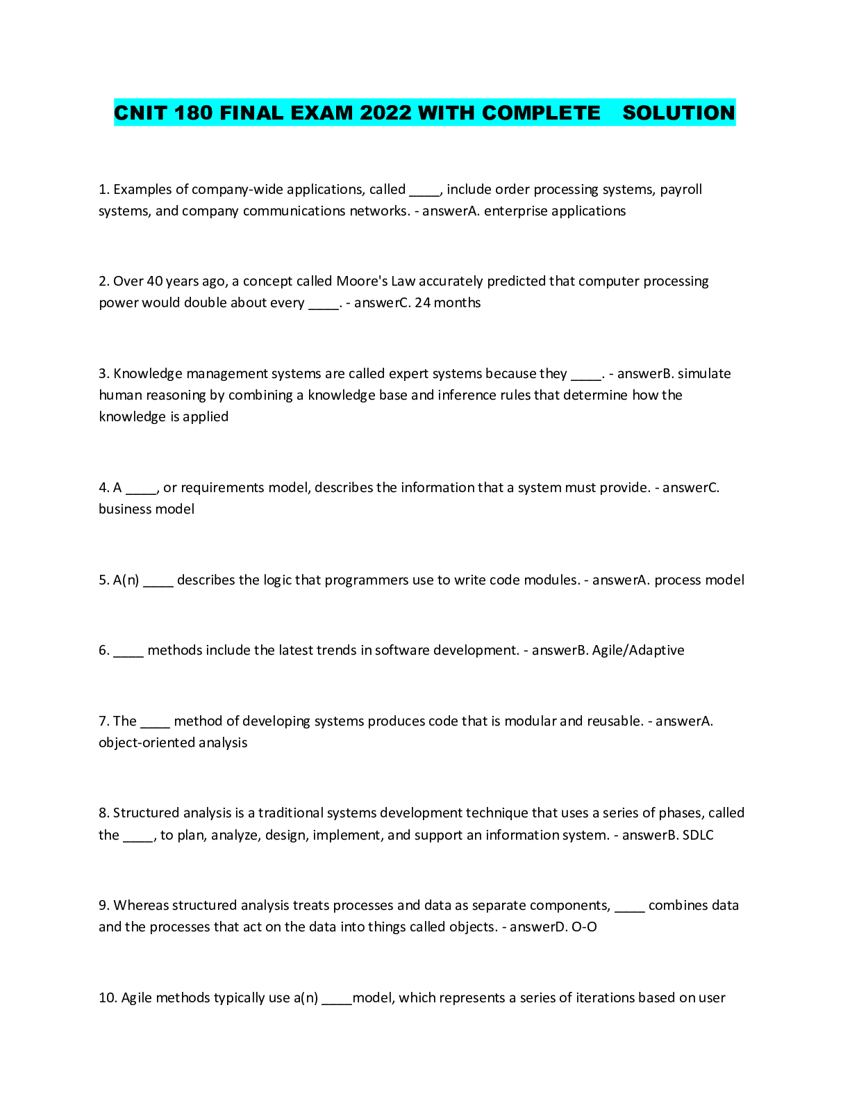 Preview image of CNIT 180 FINAL EXAM 2022 WITH COMPLETE SOLUTION document